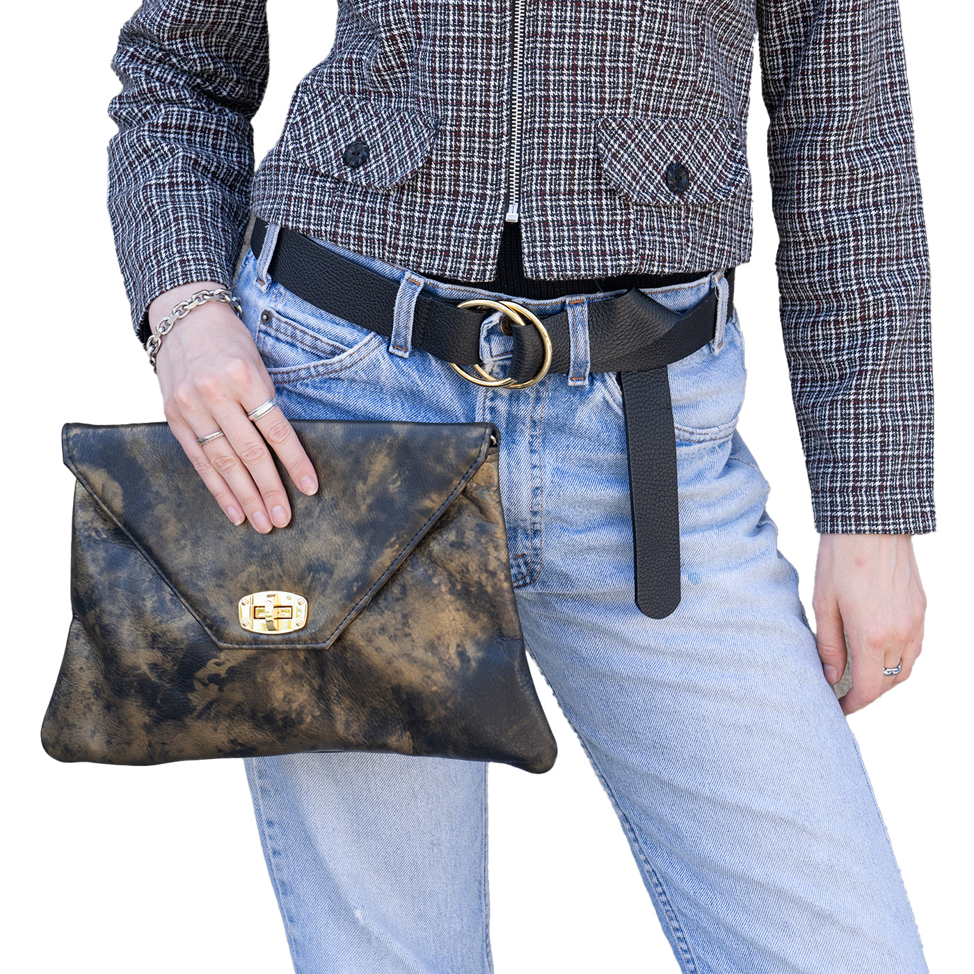 Double O Ring Belt-Vintage Black