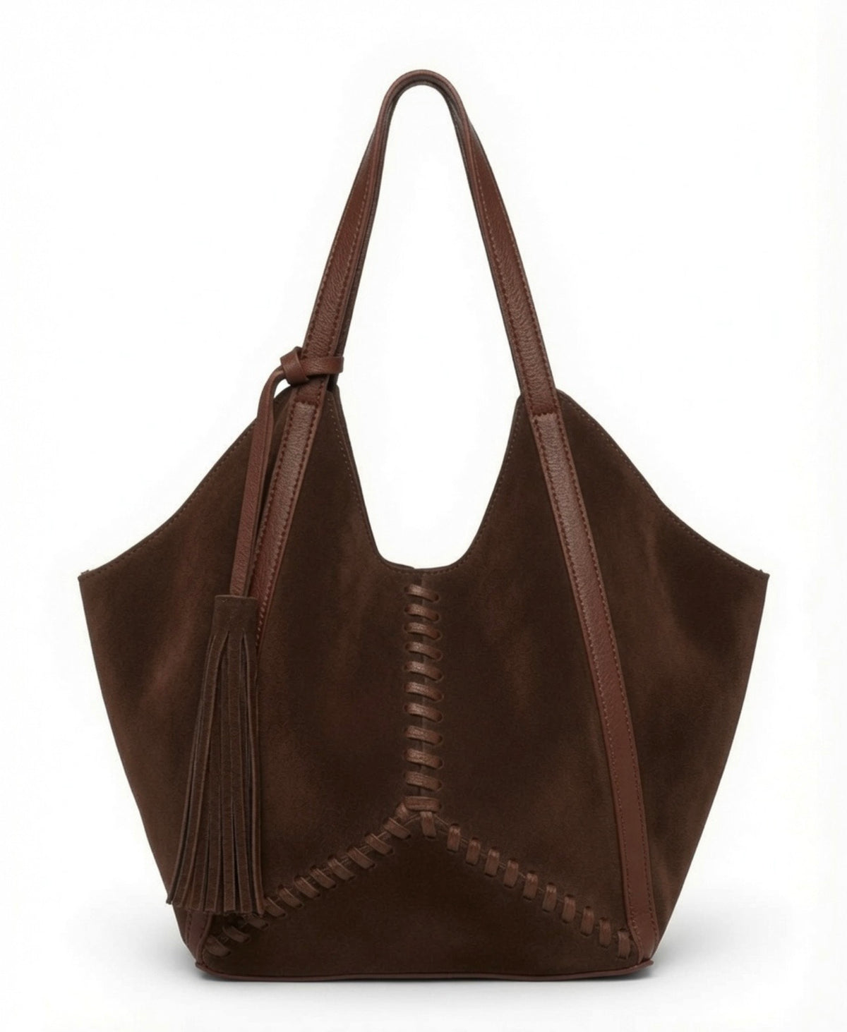 Chelsey Leather Tote - Brown Suede