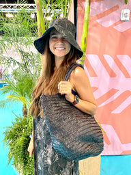 South Beach Woven Tote -Black