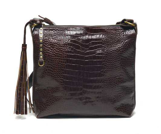 Carla-Chocolate Brown Croco