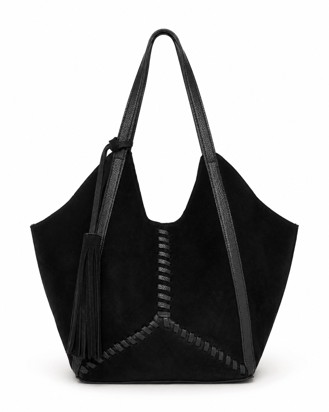 Chelsey Leather Tote - Black Suede