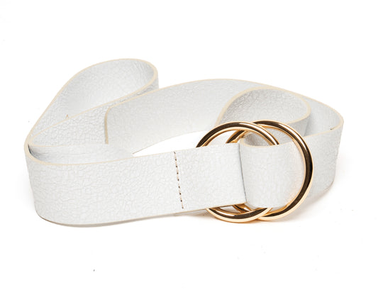 Double O Ring Belt-White Crinkle