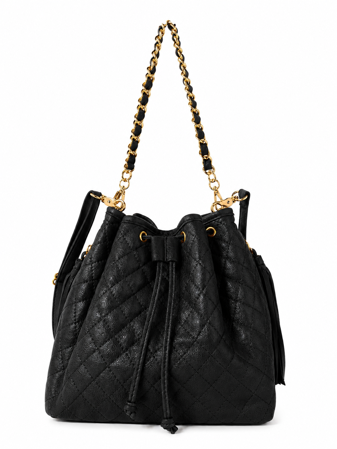 Reese Quilted Leather Bag-Black