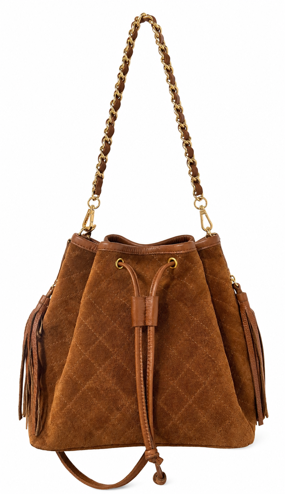 Reese Quilted Leather Bag-Chestnut Suede