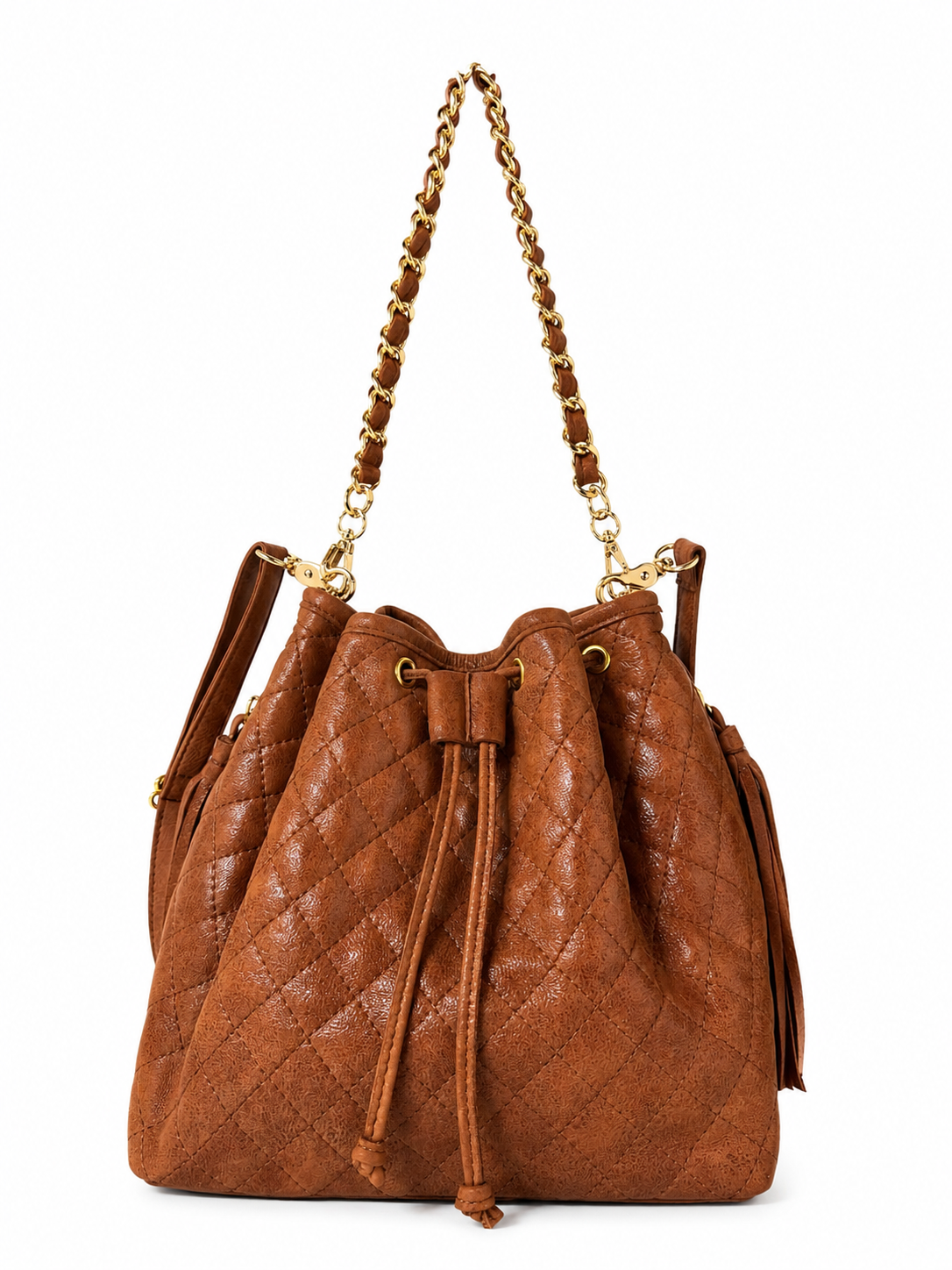 Reese Quilted Leather Bag-Cognac